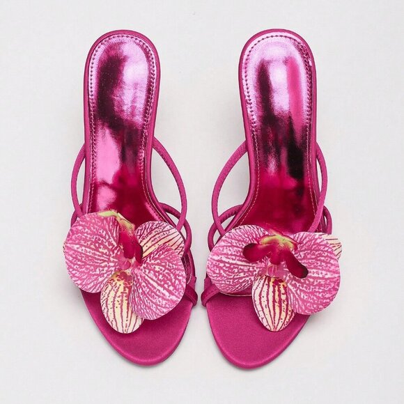 Shoes - Hot Pink Sexy Women's Metallic High Heel Stiletto Sandals